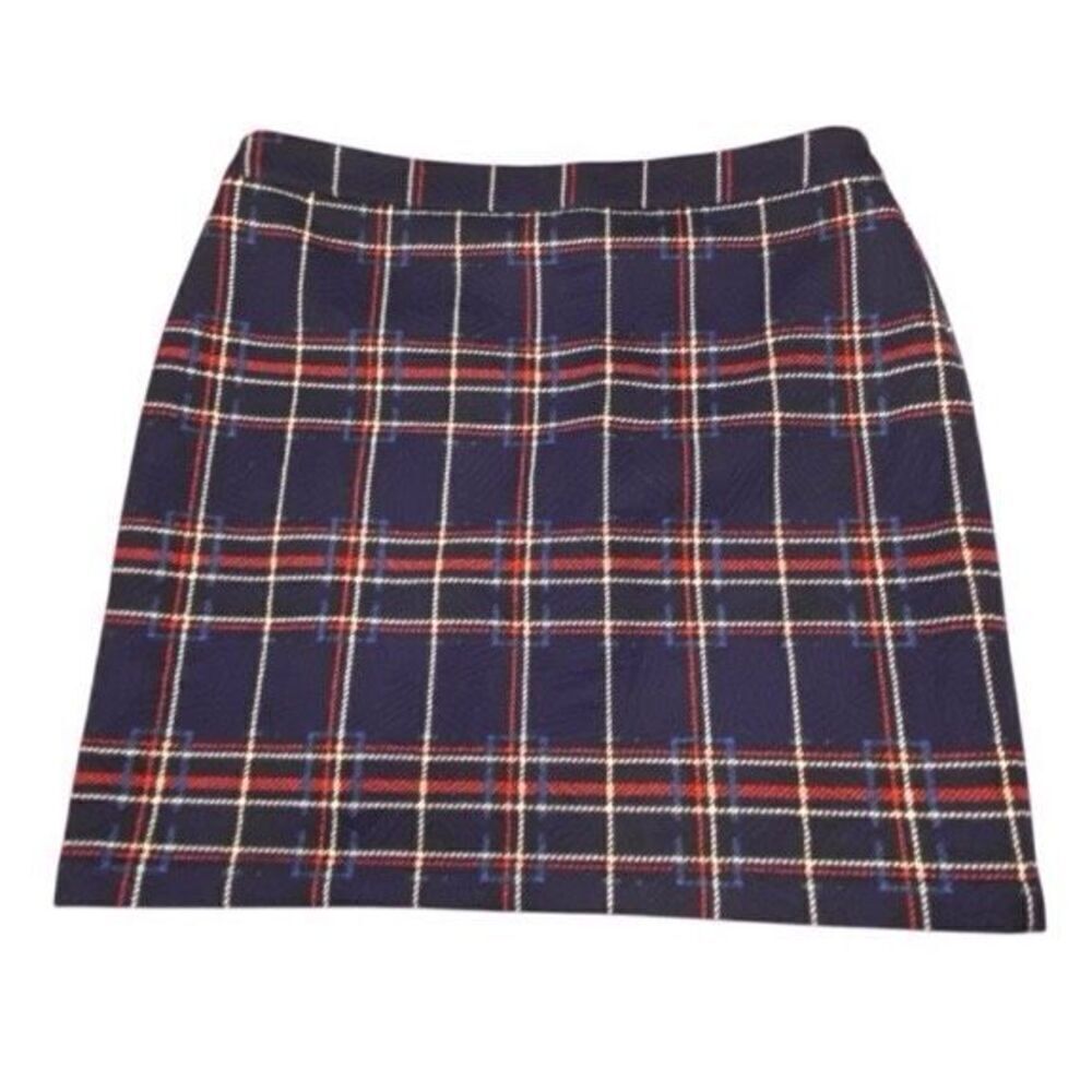 Tulle Wm’s Wool Blue Red Plaid Tartan Tweed Lined Back Pockets Mini Skirt Y2K Sz